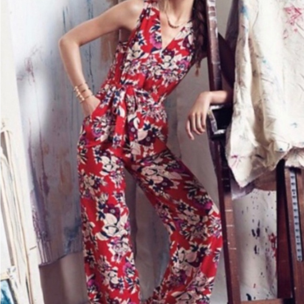 Floral Red Jumpsuit